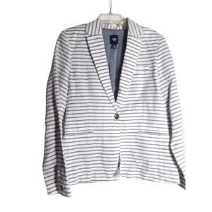 Gap striped Blazer size 12 cotton/linen blend Lined